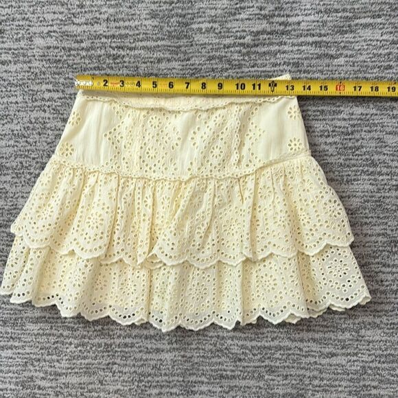 New LoveShackFancy Amy Skirt Yellow Eyelet Small revolve - Picture 7 of 11